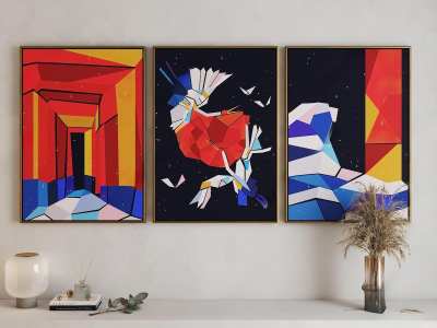 现代艺术挂画3D模型下载